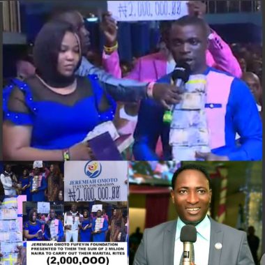 Nigerian Couple Weeps Astonishingly as Billionaire Prophet Jeremiah Fufeyin Sponsored Their Wedding Plan with N2 Million Naira (Watch Video)